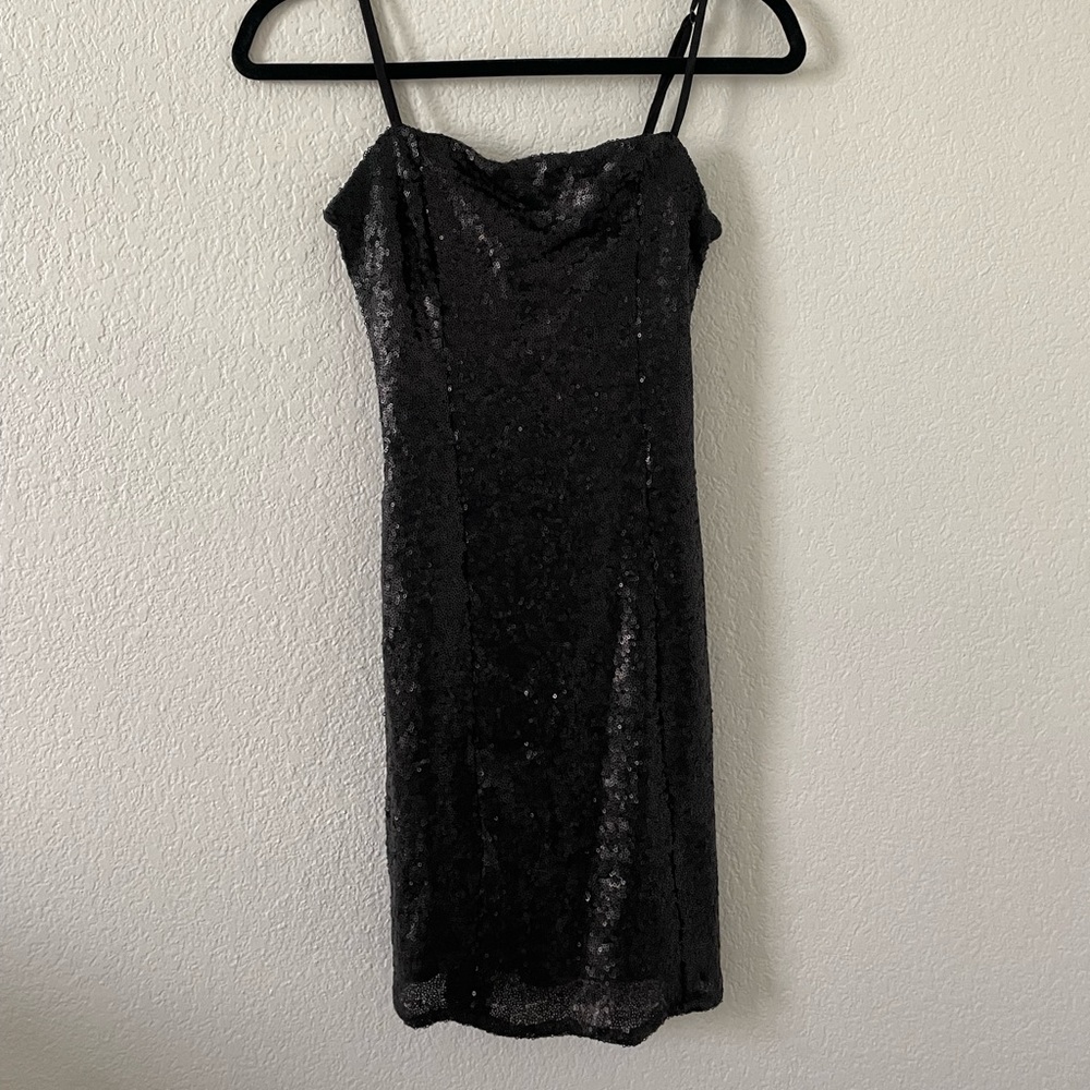 Black Sequin Bodycon Mini Dress